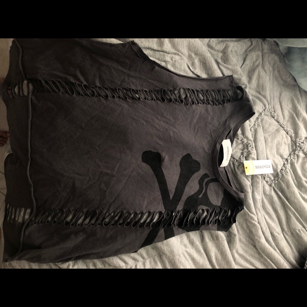 Soulcycle gray tank top with cuts